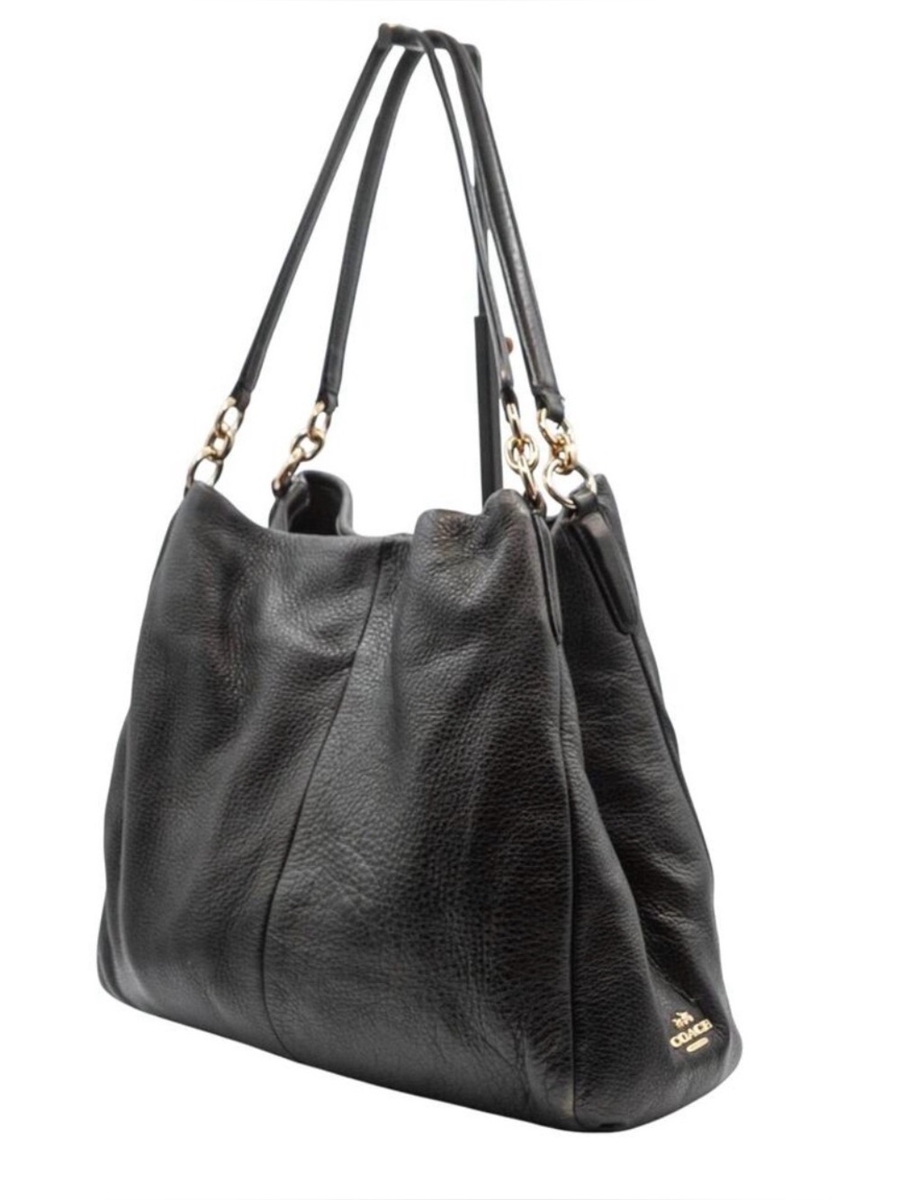 Vintage Coach Madison Phoebe Leather Shoulder Bag Pebbled Black 3 Compartment